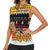 Egypt Christmas Women Sleeveless Polo Shirt with Santa Cat Sleigh Reindeer Christmas Tree and Ancient Hieroglyphic - Wonder Print Shop