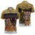 Egypt Christmas Zipper Polo Shirt with Santa Cat Sleigh Reindeer Christmas Tree and Ancient Hieroglyphic - Wonder Print Shop