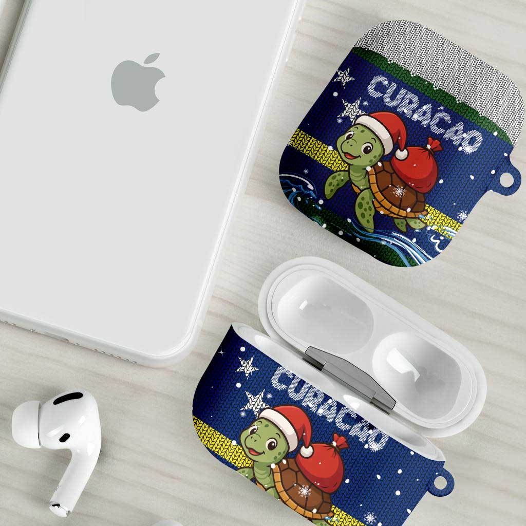 Curacao Christmas AirPods Case with Santa Turtle Ocean Waves Snowflakes and Holiday Gift Design - Wonder Print Shop