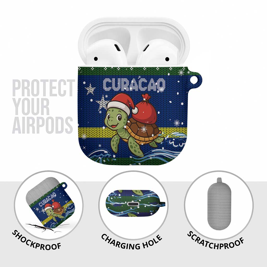 Curacao Christmas AirPods Case with Santa Turtle Ocean Waves Snowflakes and Holiday Gift Design - Wonder Print Shop