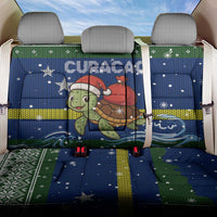 Curacao Christmas Back Car Seat Cover with Santa Turtle Ocean Waves Snowflakes and Holiday Gift Design - Wonder Print Shop