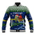 Curacao Christmas Baseball Jacket with Santa Turtle Ocean Waves Snowflakes and Holiday Gift Design - Wonder Print Shop