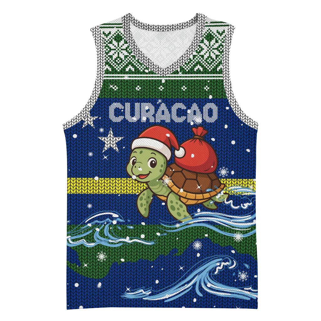 Curacao Christmas Basketball Jersey with Santa Turtle Ocean Waves Snowflakes and Holiday Gift Design - Wonder Print Shop
