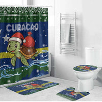 Curacao Christmas Bathroom Set with Santa Turtle Ocean Waves Snowflakes and Holiday Gift Design - Wonder Print Shop