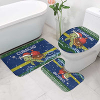Curacao Christmas Bathroom Set with Santa Turtle Ocean Waves Snowflakes and Holiday Gift Design - Wonder Print Shop