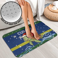 Curacao Christmas Bathroom Set with Santa Turtle Ocean Waves Snowflakes and Holiday Gift Design - Wonder Print Shop