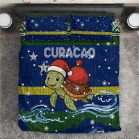Curacao Christmas Bedding Set with Santa Turtle Ocean Waves Snowflakes and Holiday Gift Design - Wonder Print Shop