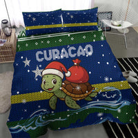 Curacao Christmas Bedding Set with Santa Turtle Ocean Waves Snowflakes and Holiday Gift Design - Wonder Print Shop