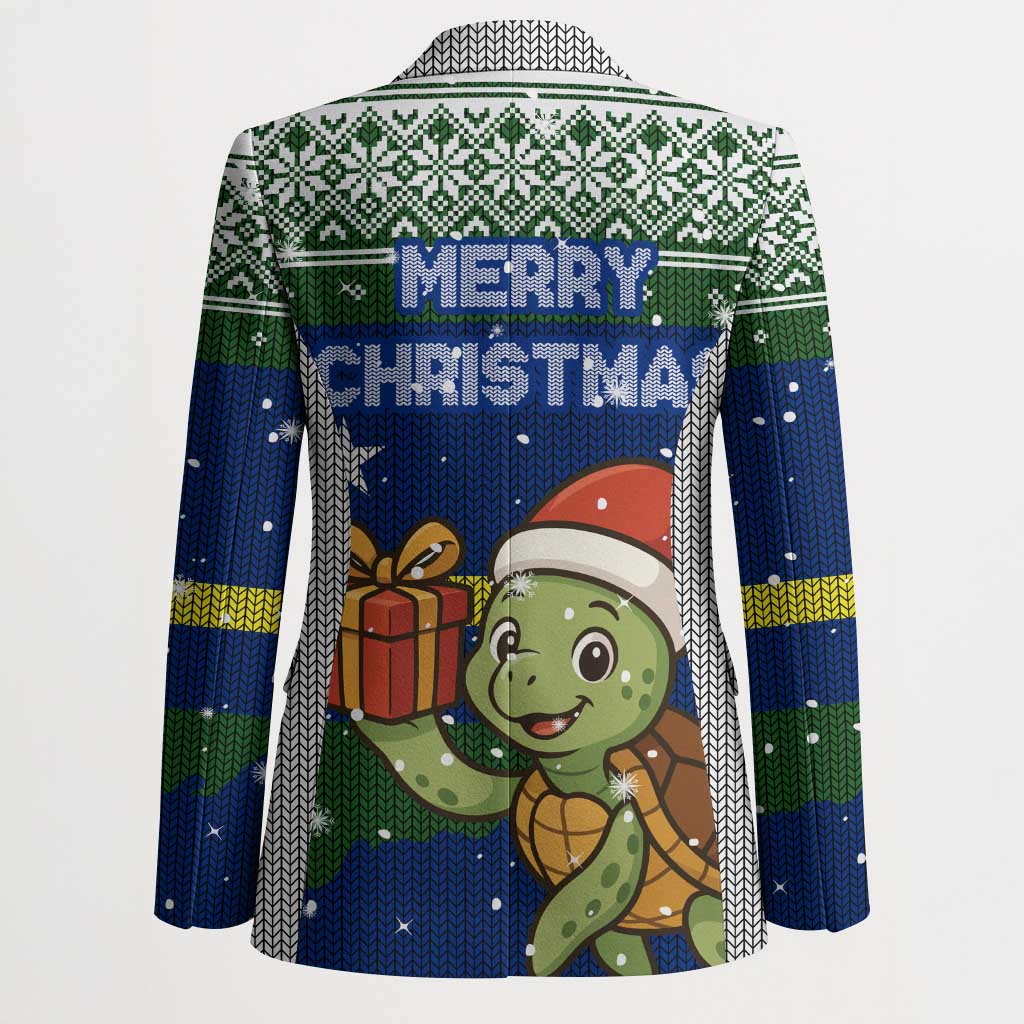 Curacao Christmas Blazer with Santa Turtle Ocean Waves Snowflakes and Holiday Gift Design - Wonder Print Shop