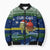Curacao Christmas Bomber Puffer Jacket with Santa Turtle Ocean Waves Snowflakes and Holiday Gift Design - Wonder Print Shop