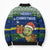 Curacao Christmas Bomber Puffer Jacket with Santa Turtle Ocean Waves Snowflakes and Holiday Gift Design - Wonder Print Shop