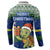 Curacao Christmas Button Sweatshirt with Santa Turtle Ocean Waves Snowflakes and Holiday Gift Design - Wonder Print Shop