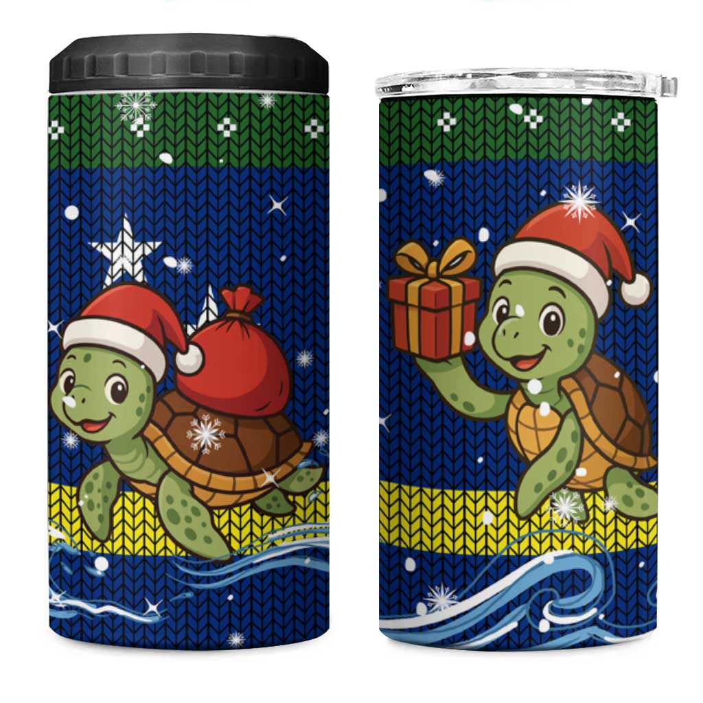 Curacao Christmas 4 in 1 Can Cooler Tumbler with Santa Turtle Ocean Waves Snowflakes and Holiday Gift Design - Wonder Print Shop