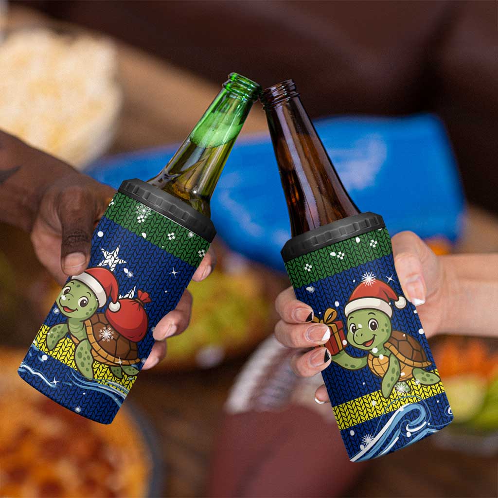Curacao Christmas 4 in 1 Can Cooler Tumbler with Santa Turtle Ocean Waves Snowflakes and Holiday Gift Design - Wonder Print Shop