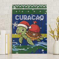 Curacao Christmas Canvas Wall Art with Santa Turtle Ocean Waves Snowflakes and Holiday Gift Design - Wonder Print Shop