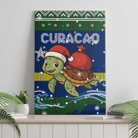 Curacao Christmas Canvas Wall Art with Santa Turtle Ocean Waves Snowflakes and Holiday Gift Design - Wonder Print Shop