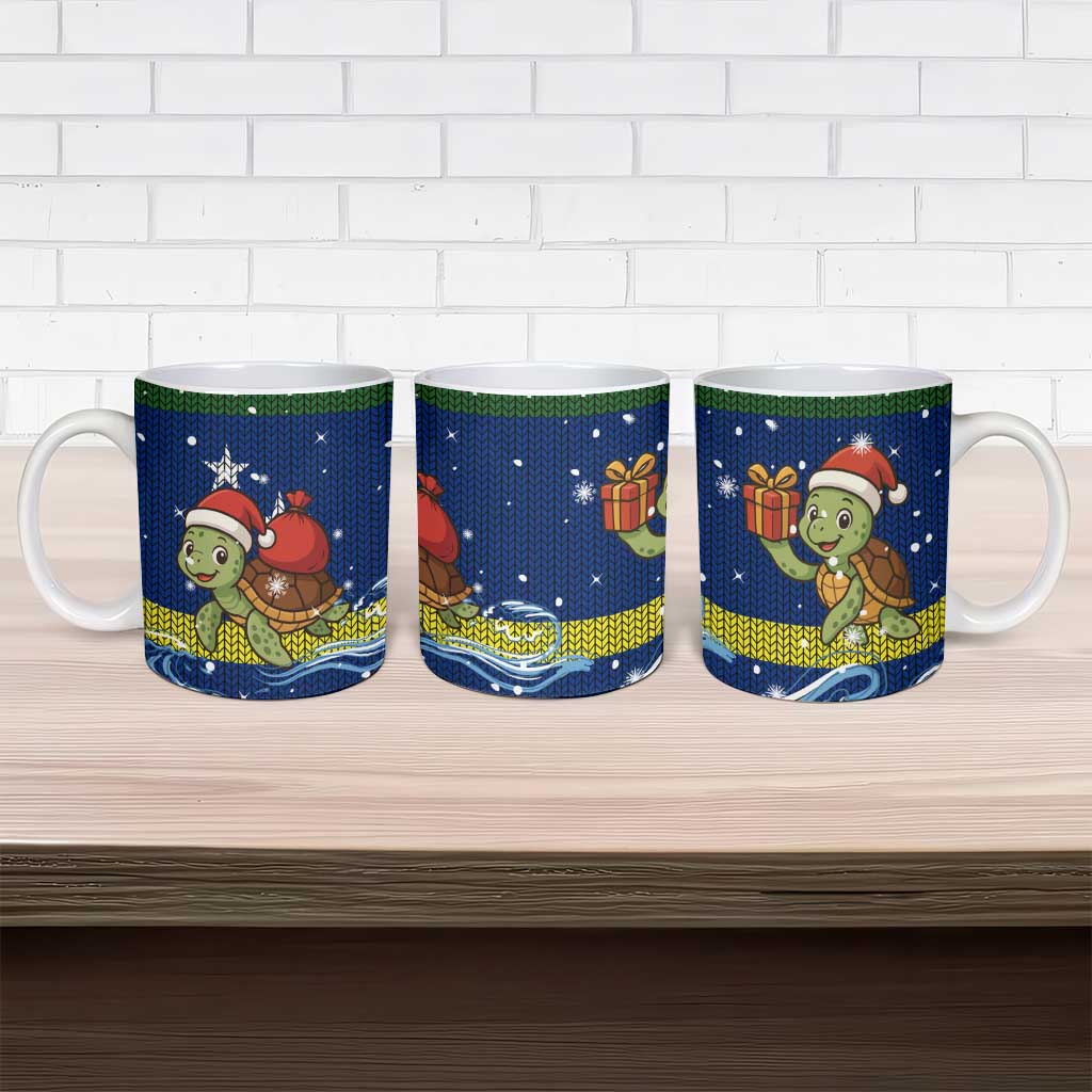Curacao Christmas Ceramic Mug with Santa Turtle Ocean Waves Snowflakes and Holiday Gift Design - Wonder Print Shop