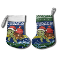 Curacao Christmas Stocking with Santa Turtle Ocean Waves Snowflakes and Holiday Gift Design - Wonder Print Shop
