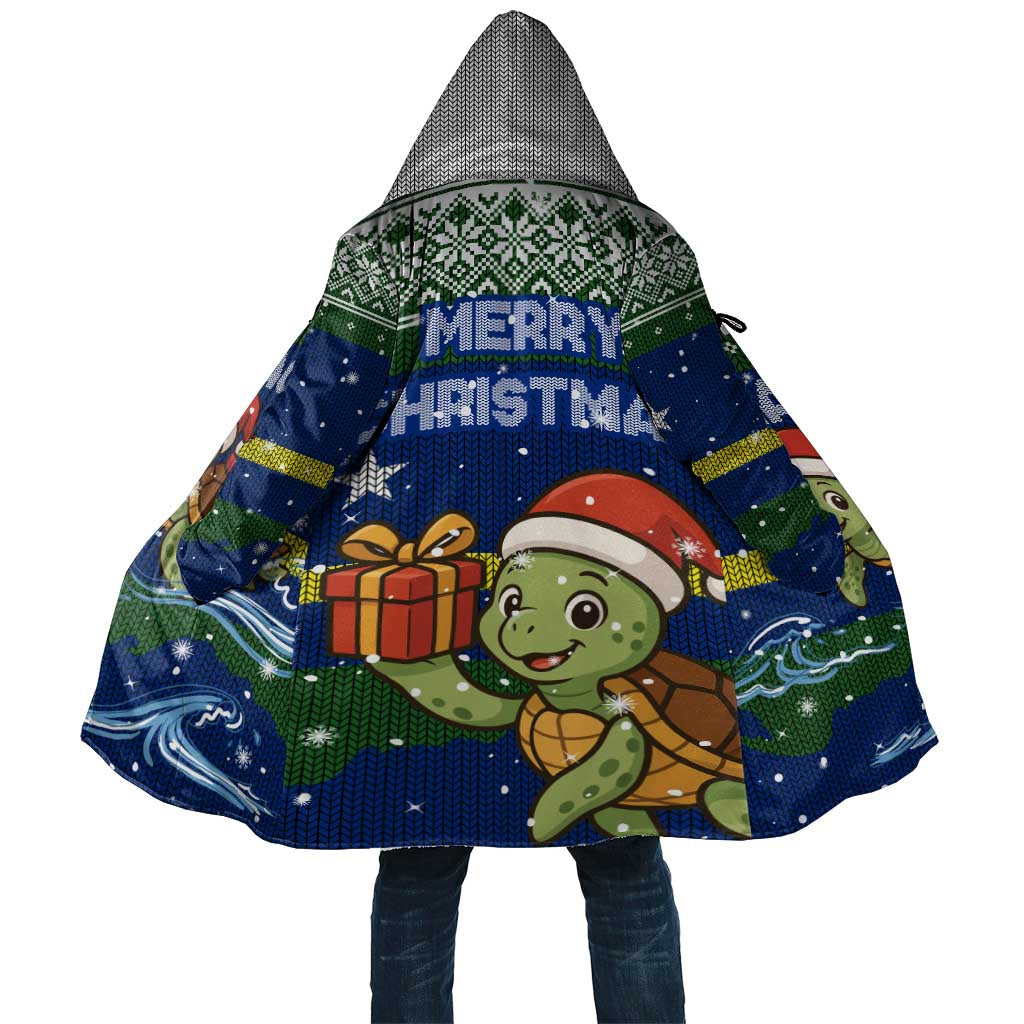 Curacao Christmas Cloak with Santa Turtle Ocean Waves Snowflakes and Holiday Gift Design - Wonder Print Shop