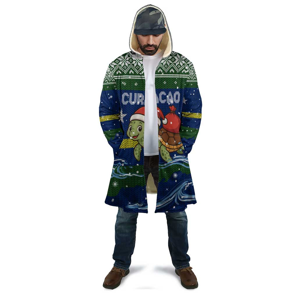 Curacao Christmas Cloak with Santa Turtle Ocean Waves Snowflakes and Holiday Gift Design - Wonder Print Shop
