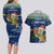 Curacao Christmas Couples Matching Long Sleeve Bodycon Dress and Hawaiian Shirt with Santa Turtle Ocean Waves Snowflakes and Holiday Gift Design - Wonder Print Shop