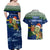 Curacao Christmas Couples Matching Off Shoulder Maxi Dress and Hawaiian Shirt with Santa Turtle Ocean Waves Snowflakes and Holiday Gift Design - Wonder Print Shop