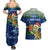 Curacao Christmas Couples Matching Summer Maxi Dress and Hawaiian Shirt with Santa Turtle Ocean Waves Snowflakes and Holiday Gift Design - Wonder Print Shop