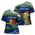 Curacao Christmas Cross Shoulder Shirt with Santa Turtle Ocean Waves Snowflakes and Holiday Gift Design - Wonder Print Shop