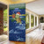 Curacao Christmas Door Cover with Santa Turtle Ocean Waves Snowflakes and Holiday Gift Design - Wonder Print Shop