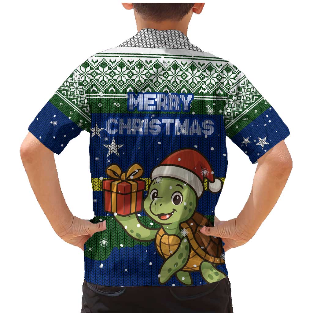 Curacao Christmas Family Matching Mermaid Dress and Hawaiian Shirt with Santa Turtle Ocean Waves Snowflakes and Holiday Gift Design - Wonder Print Shop