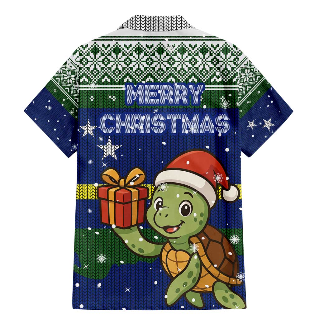 Curacao Christmas Family Matching Mermaid Dress and Hawaiian Shirt with Santa Turtle Ocean Waves Snowflakes and Holiday Gift Design - Wonder Print Shop