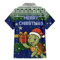 Curacao Christmas Family Matching Mermaid Dress and Hawaiian Shirt with Santa Turtle Ocean Waves Snowflakes and Holiday Gift Design - Wonder Print Shop