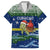 Curacao Christmas Family Matching Off The Shoulder Long Sleeve Dress and Hawaiian Shirt with Santa Turtle Ocean Waves Snowflakes and Holiday Gift Design - Wonder Print Shop