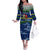 Curacao Christmas Family Matching Off The Shoulder Long Sleeve Dress and Hawaiian Shirt with Santa Turtle Ocean Waves Snowflakes and Holiday Gift Design - Wonder Print Shop