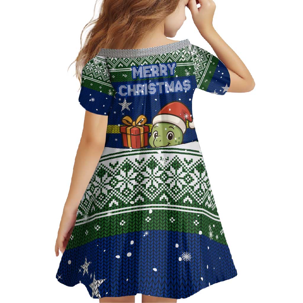 Curacao Christmas Family Matching Off Shoulder Maxi Dress and Hawaiian Shirt with Santa Turtle Ocean Waves Snowflakes and Holiday Gift Design - Wonder Print Shop