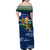 Curacao Christmas Family Matching Off Shoulder Maxi Dress and Hawaiian Shirt with Santa Turtle Ocean Waves Snowflakes and Holiday Gift Design - Wonder Print Shop