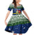 Curacao Christmas Family Matching Off Shoulder Short Dress and Hawaiian Shirt with Santa Turtle Ocean Waves Snowflakes and Holiday Gift Design - Wonder Print Shop