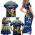 Curacao Christmas Family Matching Short Sleeve Bodycon Dress and Hawaiian Shirt with Santa Turtle Ocean Waves Snowflakes and Holiday Gift Design - Wonder Print Shop