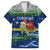 Curacao Christmas Family Matching Short Sleeve Bodycon Dress and Hawaiian Shirt with Santa Turtle Ocean Waves Snowflakes and Holiday Gift Design - Wonder Print Shop
