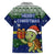 Curacao Christmas Family Matching Short Sleeve Bodycon Dress and Hawaiian Shirt with Santa Turtle Ocean Waves Snowflakes and Holiday Gift Design - Wonder Print Shop