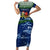 Curacao Christmas Family Matching Short Sleeve Bodycon Dress and Hawaiian Shirt with Santa Turtle Ocean Waves Snowflakes and Holiday Gift Design - Wonder Print Shop