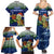 Curacao Christmas Family Matching Summer Maxi Dress and Hawaiian Shirt with Santa Turtle Ocean Waves Snowflakes and Holiday Gift Design - Wonder Print Shop