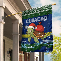 Curacao Christmas Garden Flag with Santa Turtle Ocean Waves Snowflakes and Holiday Gift Design - Wonder Print Shop