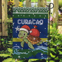 Curacao Christmas Garden Flag with Santa Turtle Ocean Waves Snowflakes and Holiday Gift Design - Wonder Print Shop