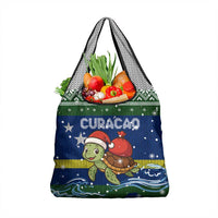 Curacao Christmas Grocery Bag with Santa Turtle Ocean Waves Snowflakes and Holiday Gift Design - Wonder Print Shop