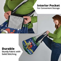 Curacao Christmas Grocery Bag with Santa Turtle Ocean Waves Snowflakes and Holiday Gift Design - Wonder Print Shop