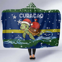 Curacao Christmas Hooded Blanket with Santa Turtle Ocean Waves Snowflakes and Holiday Gift Design - Wonder Print Shop