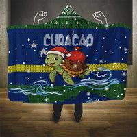 Curacao Christmas Hooded Blanket with Santa Turtle Ocean Waves Snowflakes and Holiday Gift Design - Wonder Print Shop