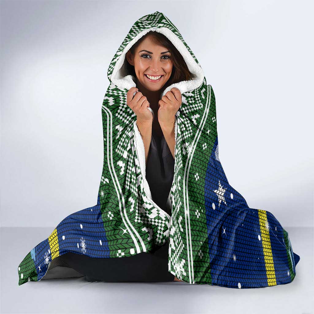 Curacao Christmas Hooded Blanket with Santa Turtle Ocean Waves Snowflakes and Holiday Gift Design - Wonder Print Shop