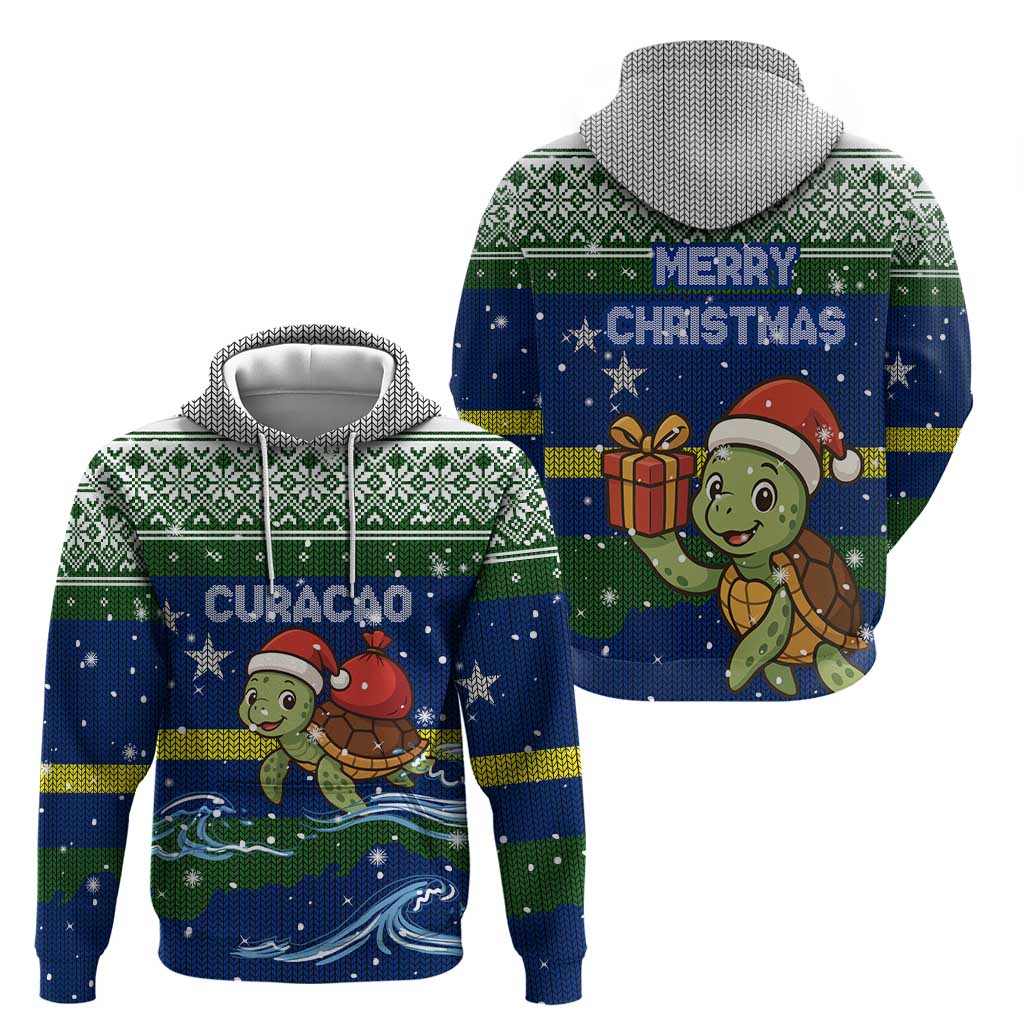 Curacao Christmas Hoodie with Santa Turtle Ocean Waves Snowflakes and Holiday Gift Design - Wonder Print Shop